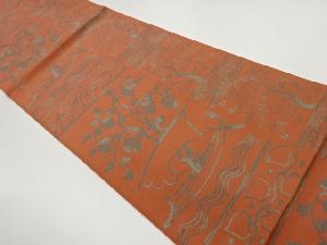 舟・木・実に草木模様織出し袋帯